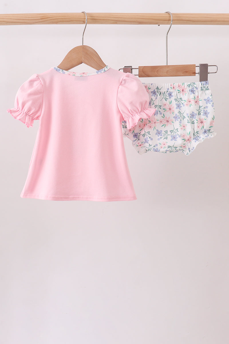 Pink Piggy Applique Bloomer Set