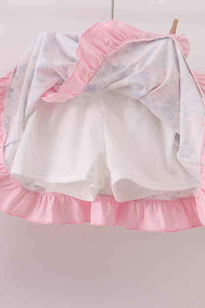 Pink Piggy Applique Ruffle Skorts Set