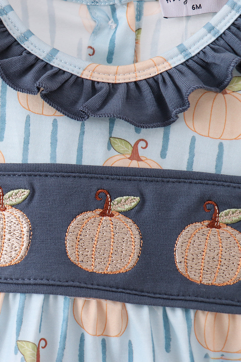 Blue Pumpkin Embroidery Ruffle Bubble