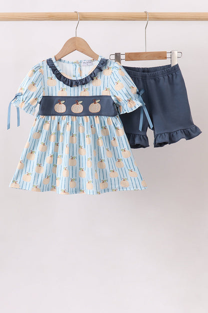 Blue Pumpkin Embroidery Ruffle Shorts Set
