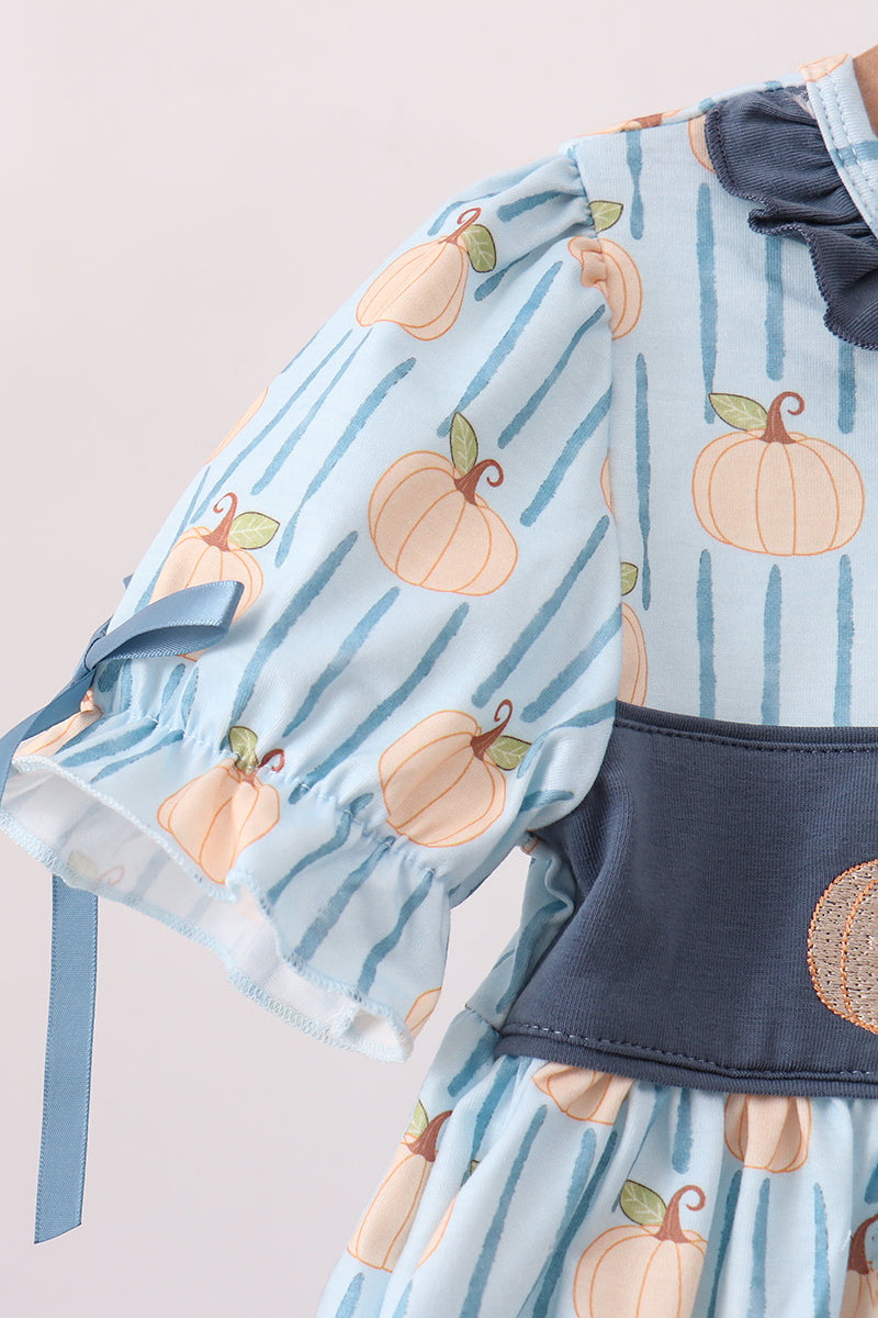 Blue Pumpkin Embroidery Ruffle Shorts Set