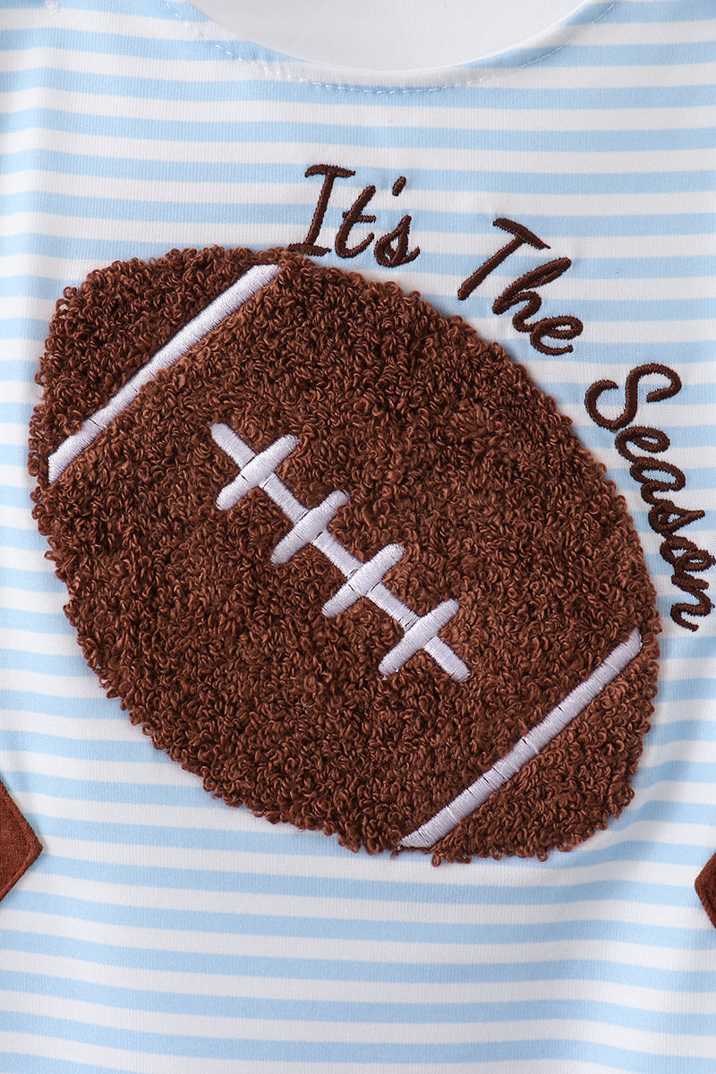 Blue Stripe Football French Knot Jon Jon