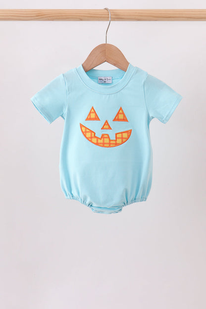 Blue Jack-O-Lantern Applique Bubble