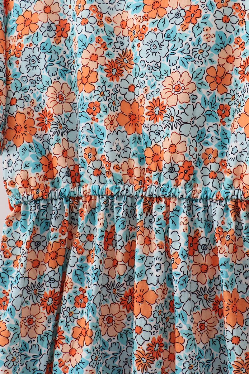 Orange Floral Mom Dress