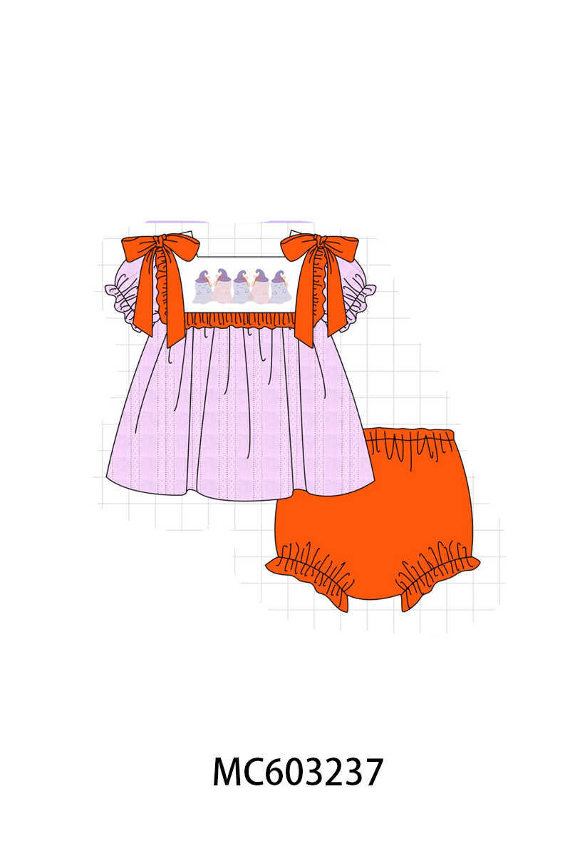 Pink Ghost Embroidery Bloomer Set