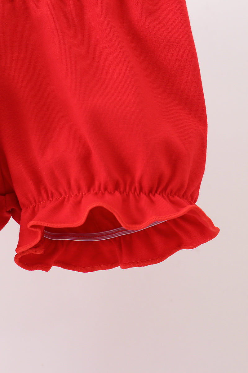 Maroon Farmland Ruffle Bloomer Set
