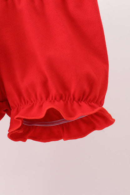 Maroon Farmland Ruffle Bloomer Set