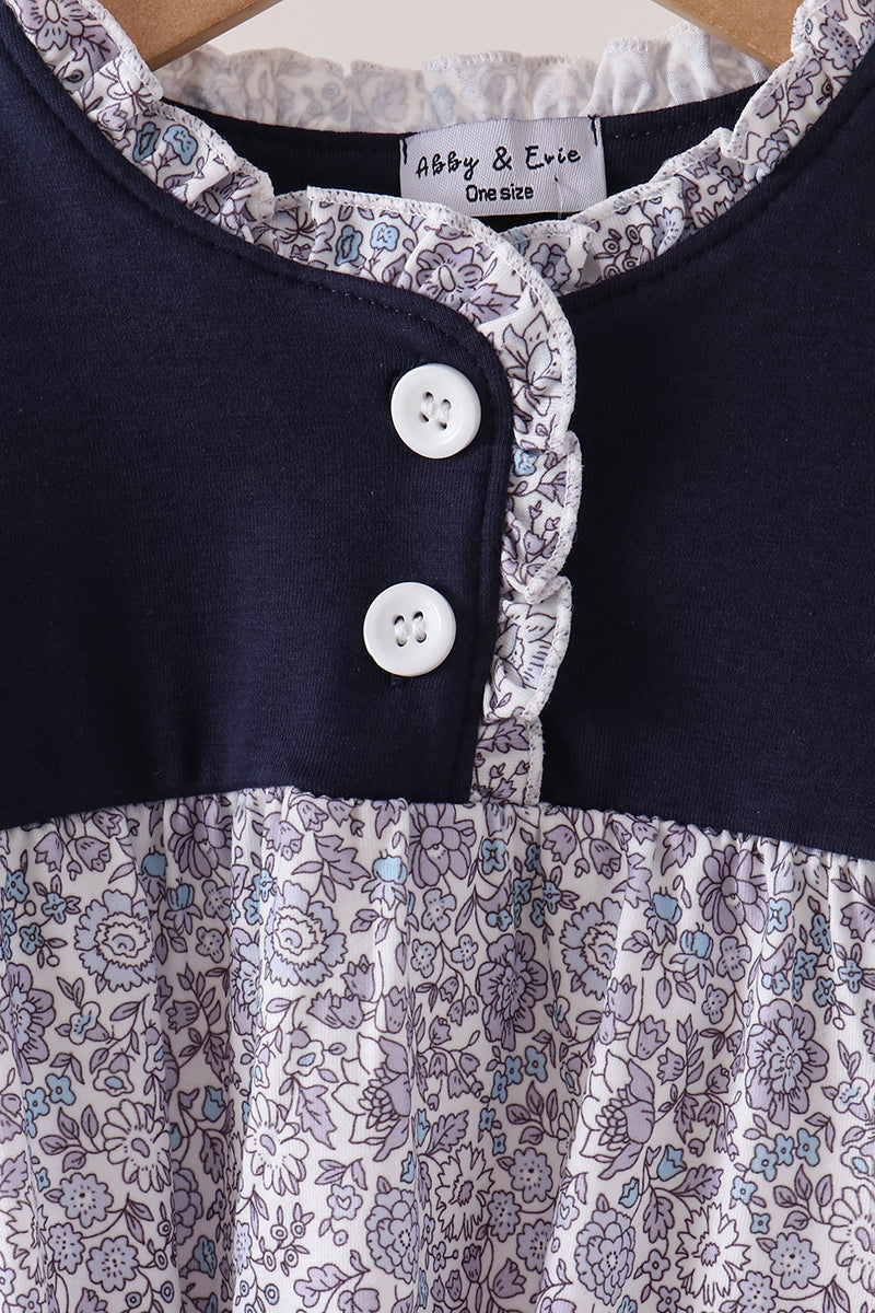 Navy Floral Gown