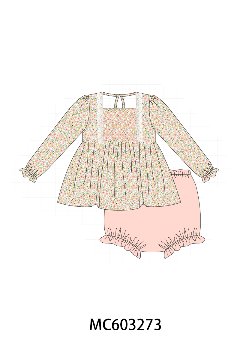 Floral Smocked Lace Bloomer Set