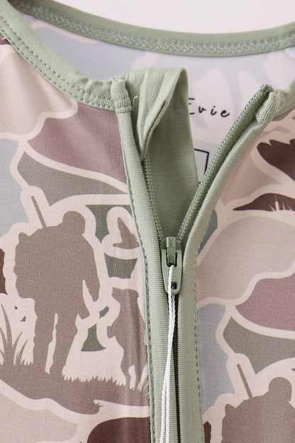 Camouflage Hunting Bamboo Zipper Romper