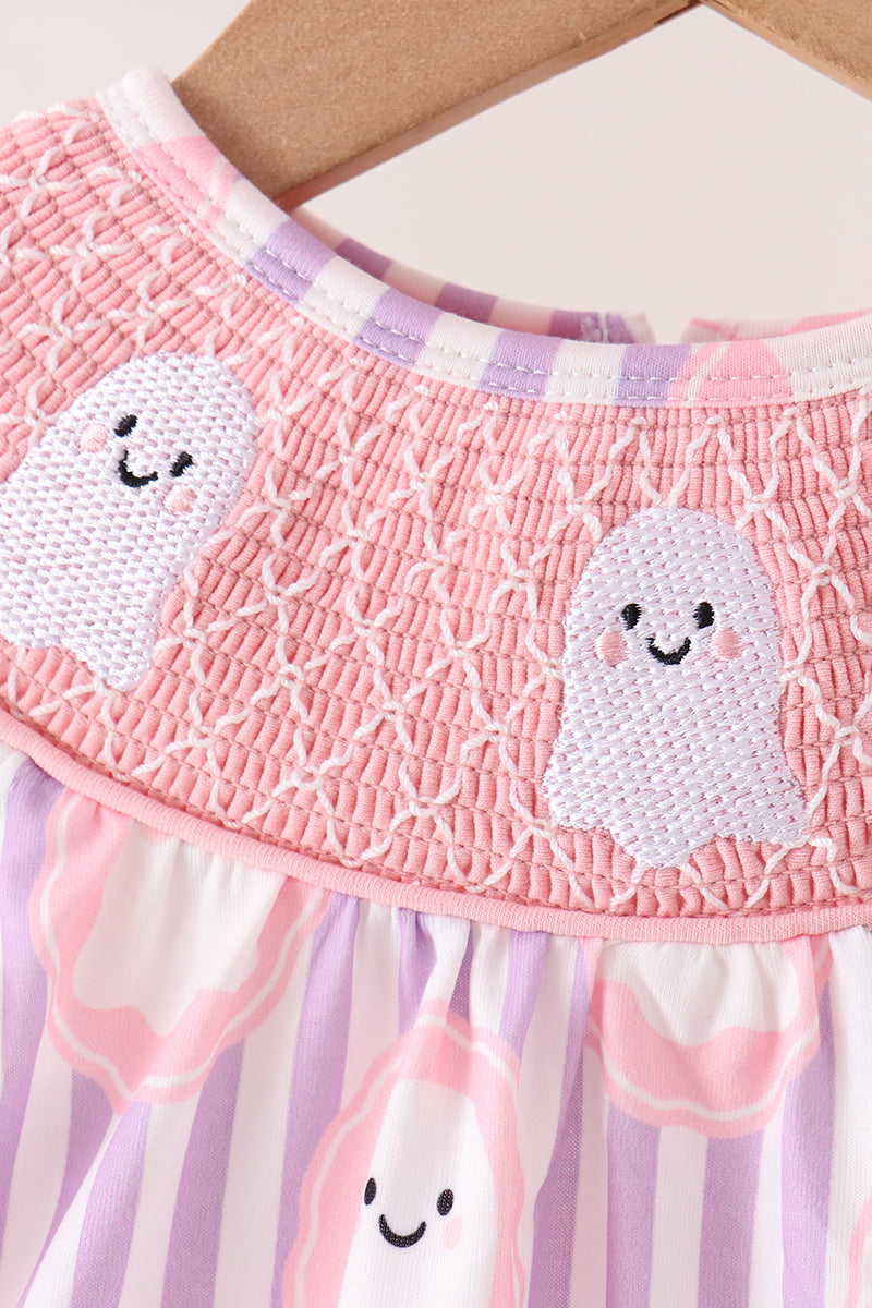 Purple Ghost Smocked Bloomer Set