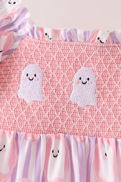 Purple Ghost Smocked Ruffle Pants Set