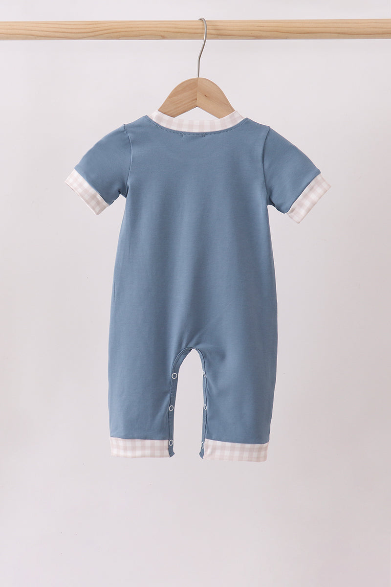 Teal Duck Embroidery Romper