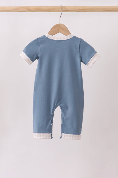 Teal Duck Embroidery Romper
