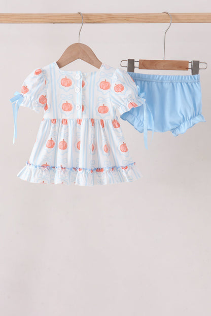 Blue Pumpkin Embroidery Ruffle Bloomer Set
