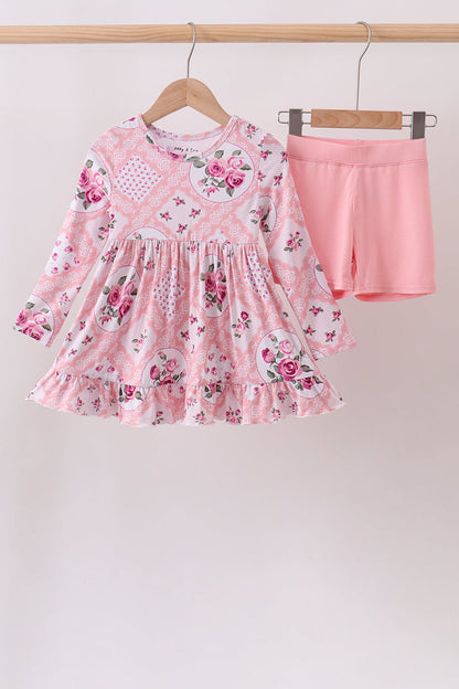 Pink Floral Bamboo Pants Set