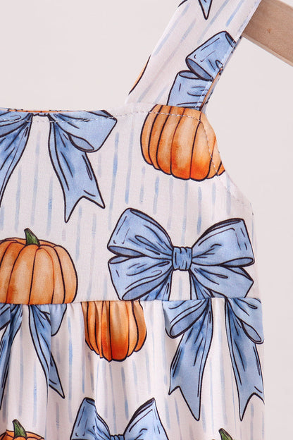 Blue Pumpkin Bow Bamboo Bubble