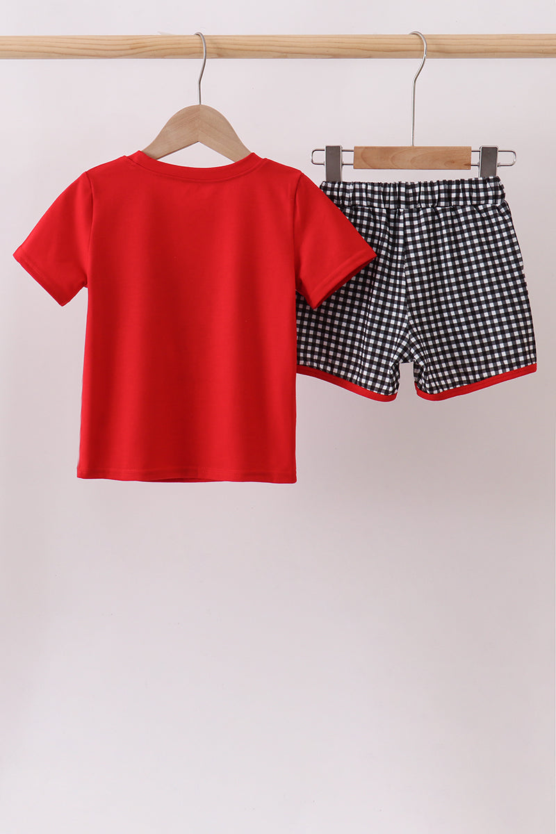 Red Georgia Applique Shorts Set