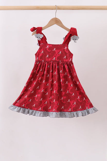 Maroon Alabama Roll Tide Smocked Ruffle Dress
