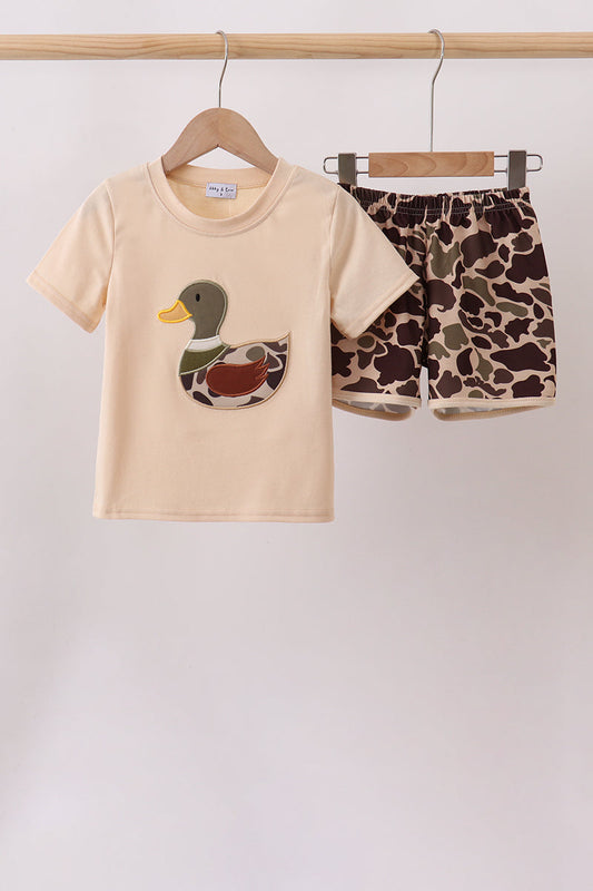 Camouflage duck applique Shorts Set