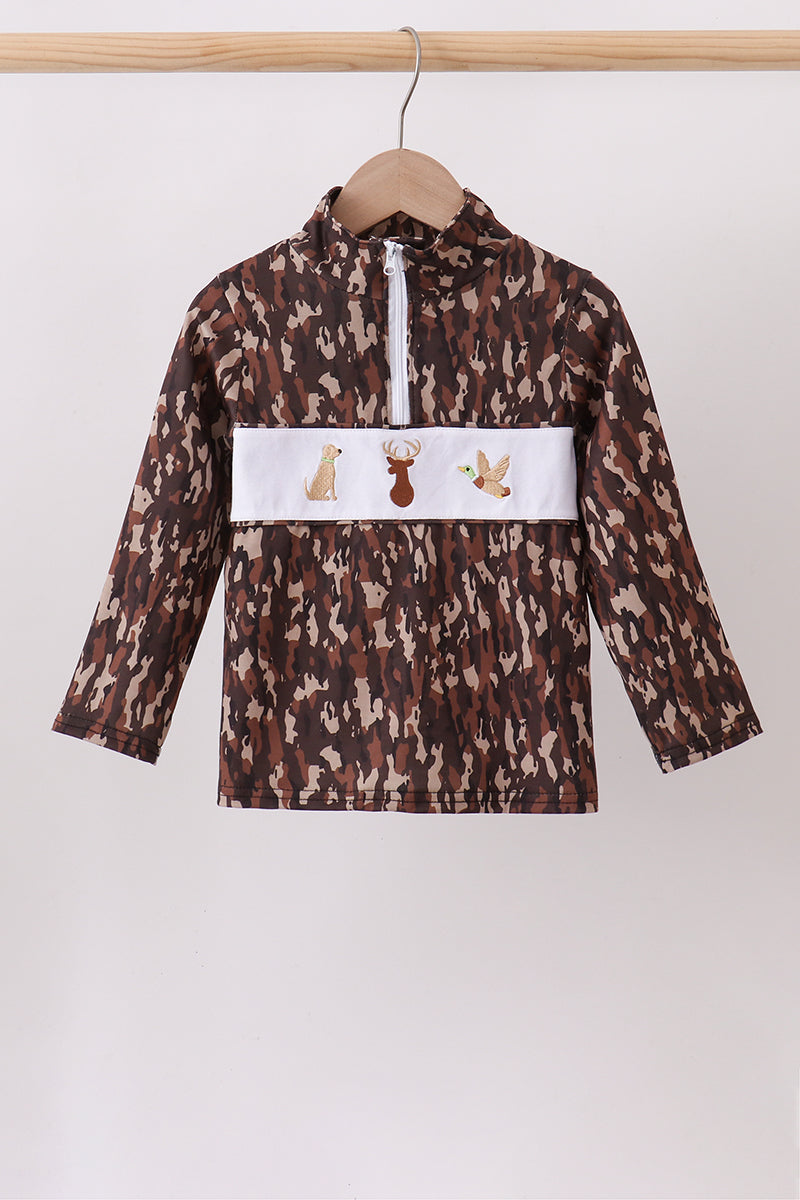 Camouflage hunting embroidery pullover
