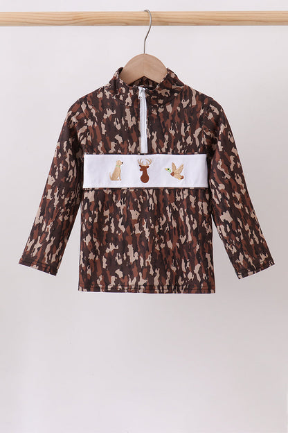 Camouflage hunting embroidery pullover