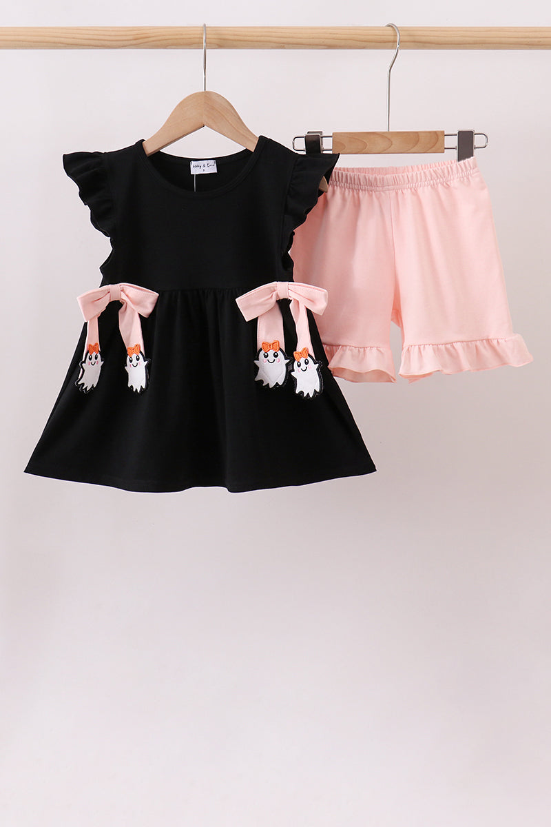Black Ghost Ruffle Shorts Set
