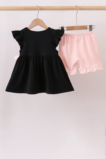 Black Ghost Ruffle Shorts Set