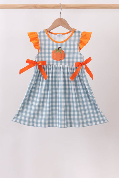Orange Pumpkin Applique Ruffle Dress