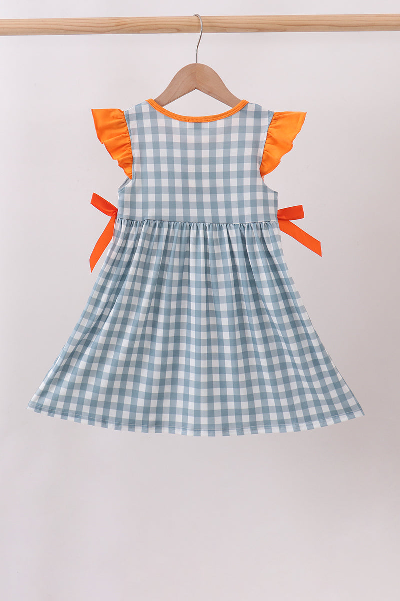 Orange Pumpkin Applique Ruffle Dress