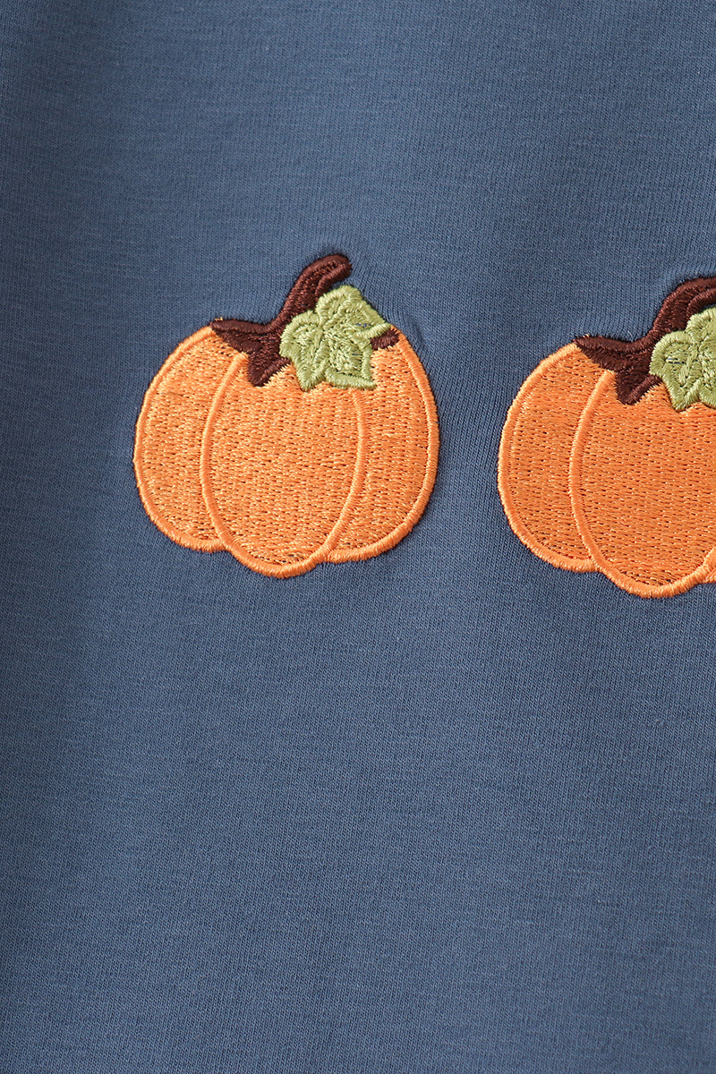 Dusty blue Pumpkin Applique Shorts Set