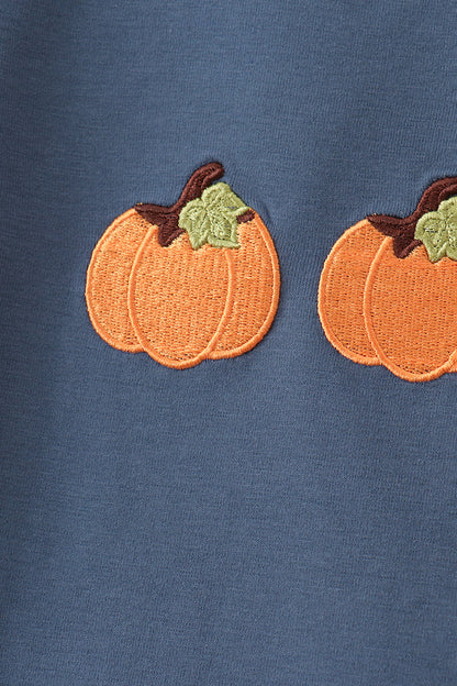 Dusty blue Pumpkin Applique Shorts Set