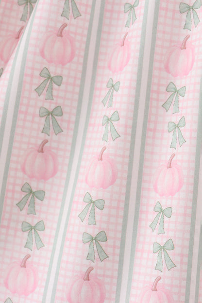 Sage Pumpkin Bow Embroidery Dress