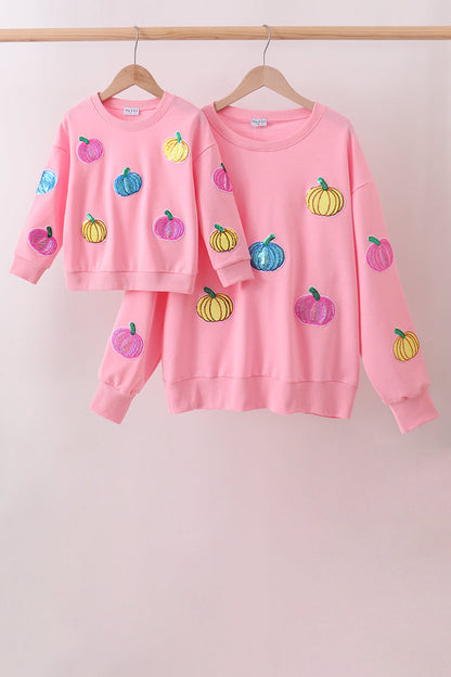 Pink Pumpkin Sequin Mom&me Top
