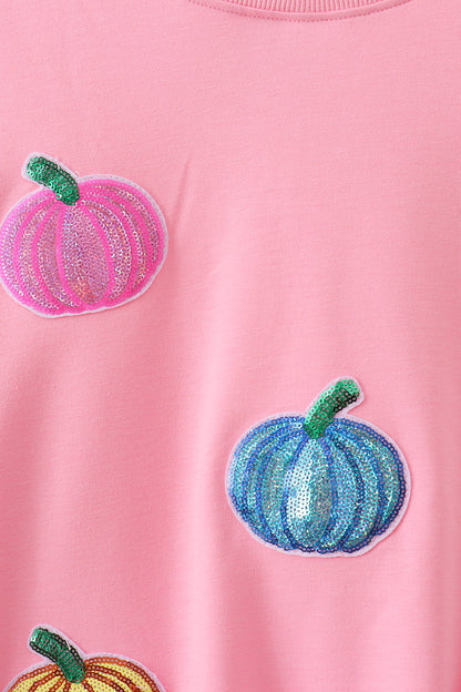 Pink Pumpkin Sequin Mom&me Top