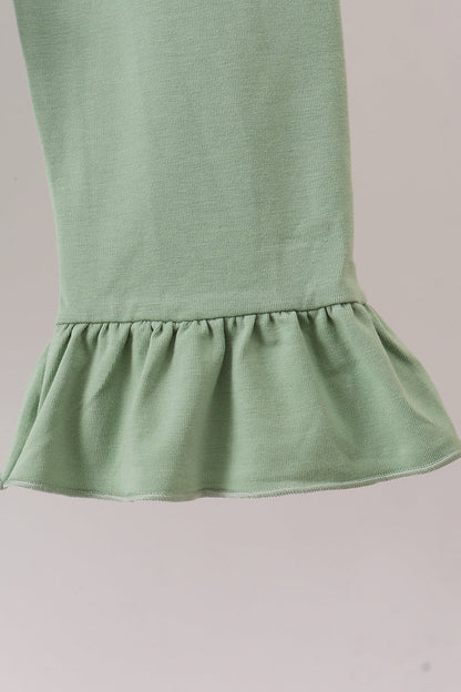 Sage Bow Ruffle Pants Set