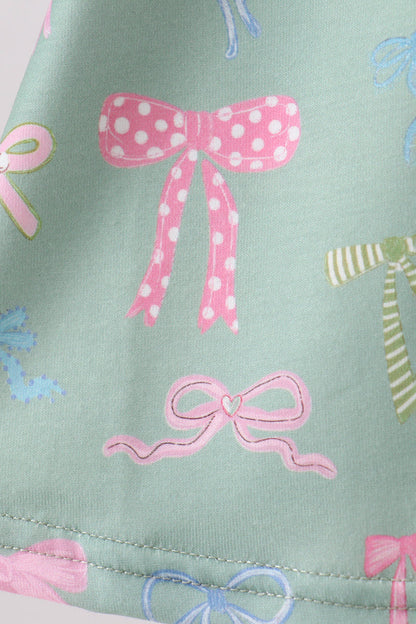 Sage Bow Ruffle Pants Set