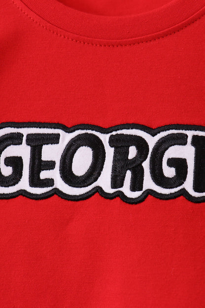 Red Georgia Embroidery Pants Set