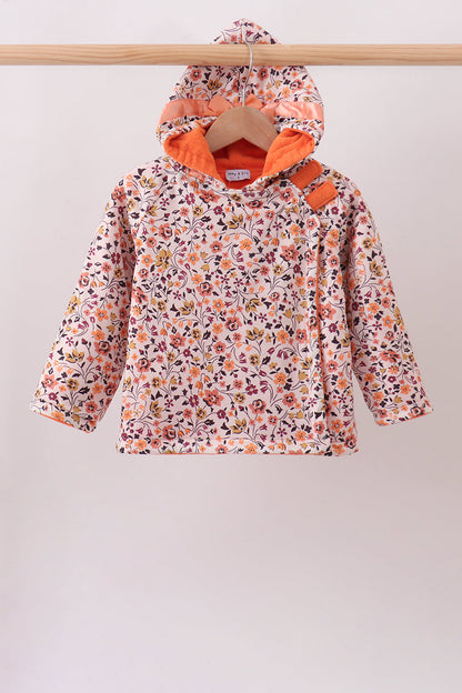 Floral Fleece Hoodie Jacket
