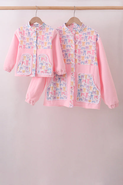 Pink Bow Fleece mom&me Jacket