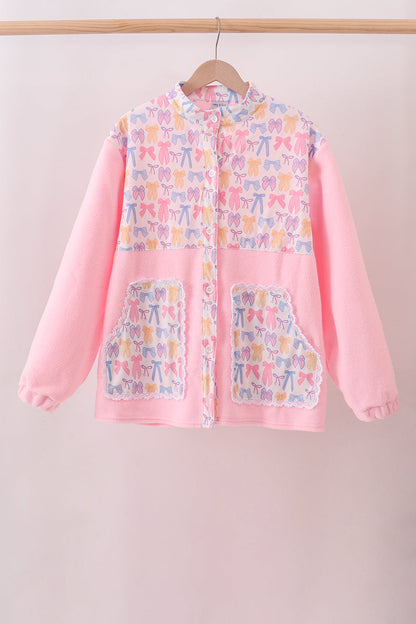 Pink Bow Fleece mom&me Jacket