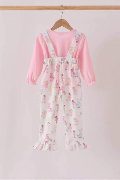 Pink all day adventure ruffle jumpsuit set