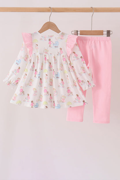 Pink all day adventure ruffle pants set