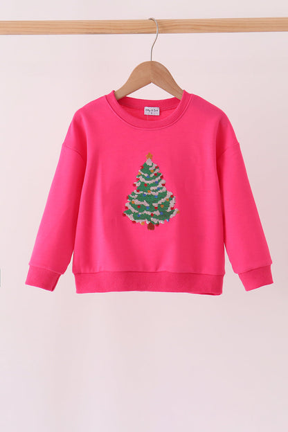 Hot Pink Christmas Tree Sequin Mom&me Top