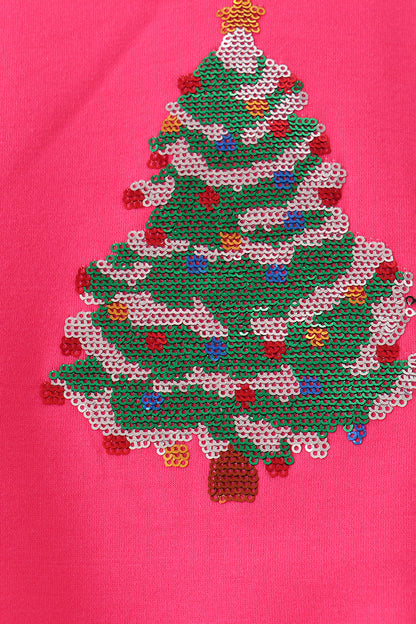 Hot Pink Christmas Tree Sequin Mom&me Top