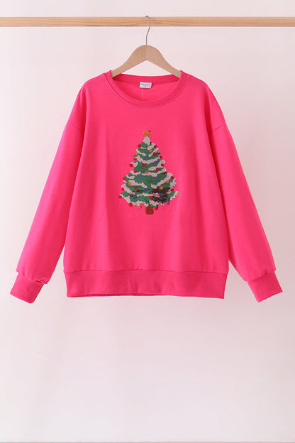 Hot Pink Christmas Tree Sequin Mom&me Top