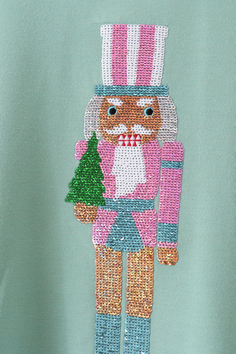 Sage Nutcracker Sequin Mom&me Top