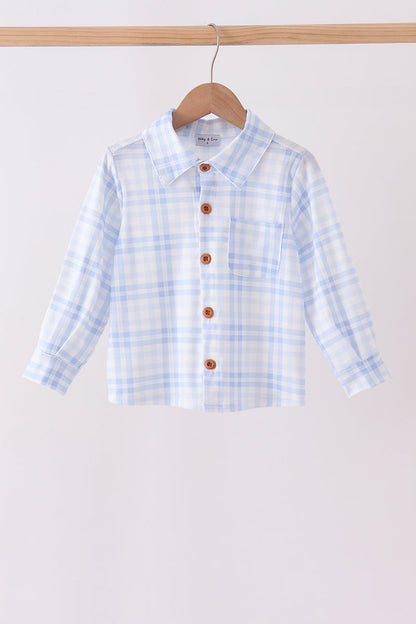 Blue Plaid Button Down Shirt