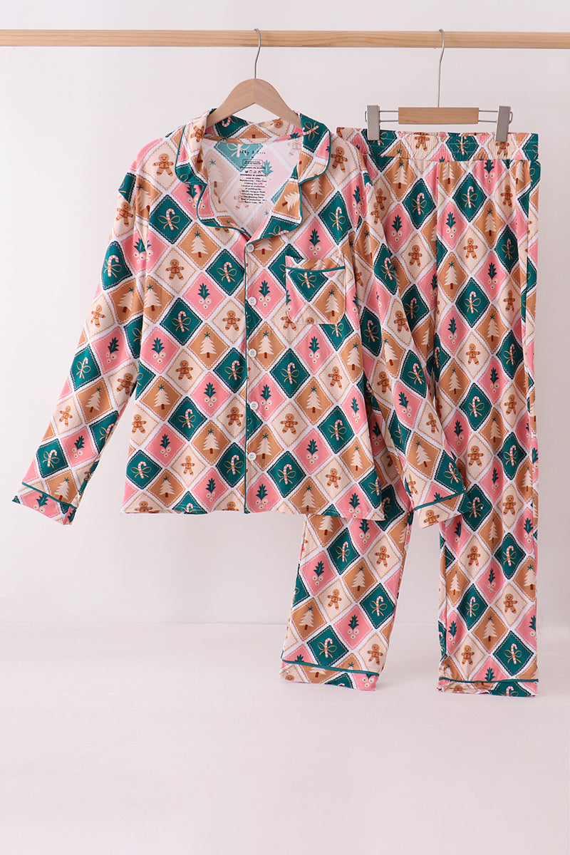 Green Gingerbread Bamboo Mom&me Pajama Set