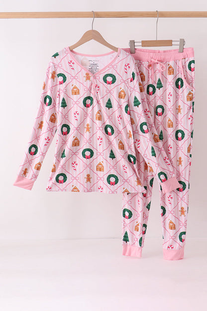 Pink Christmas Tree Bamboo Mom&me Pajama Set